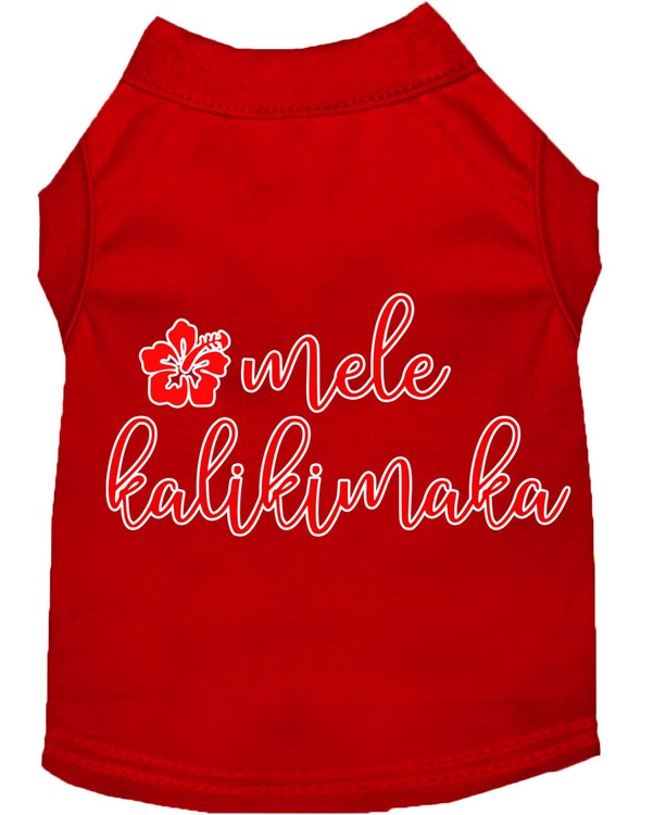 Mele Kalikimaka Screen Print Dog Shirt Red XS